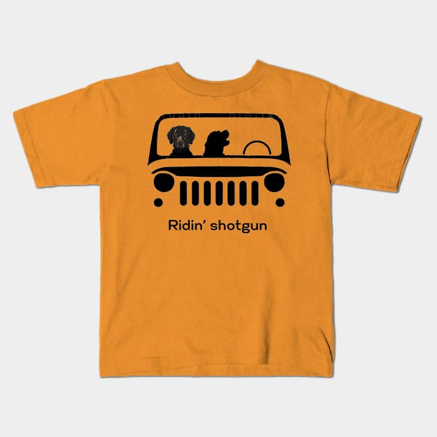 Ridin' shotgun Golden Retrievers Kids T-Shirt by ZogDog Pro